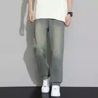 羽浅 休闲简约宽松直筒长裤美式高街多色水洗牛仔裤 男女同款