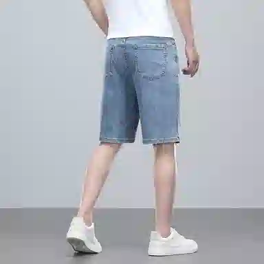 羽浅 夏季高档莱赛尔舒适五分裤休闲百搭中裤潮牌修身显瘦牛仔短裤 男款