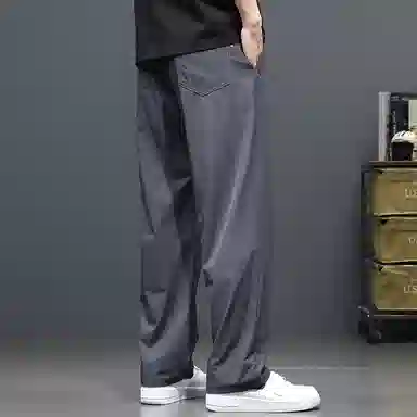 羽浅 垂感阔腿宽松直筒裤薄款纯色抽绳松紧腰百搭舒适休闲裤 男女同款