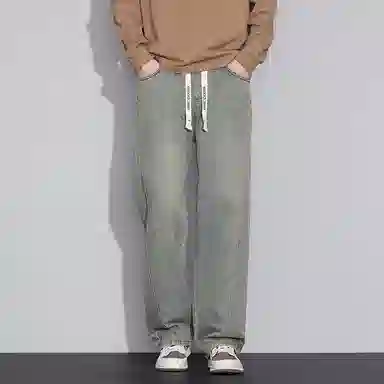 羽浅 潮牌复古百搭腿显瘦休闲长裤秋冬季时尚怀旧潮流耐磨宽松直筒牛仔裤 男款