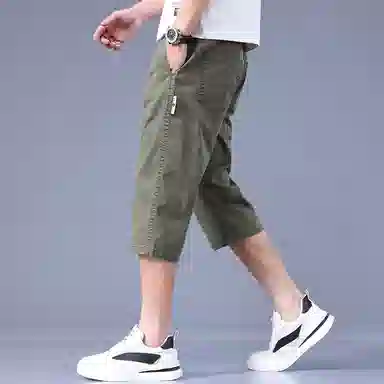 羽浅 夏季薄款凉感七分裤弹力运动中裤潮牌宽松百搭休闲短裤 男款