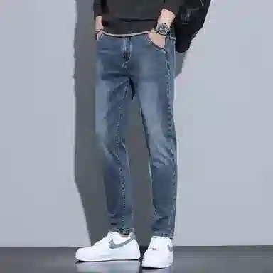 羽浅 夏季薄款九分潮牌百搭运动休闲牛仔裤 男款