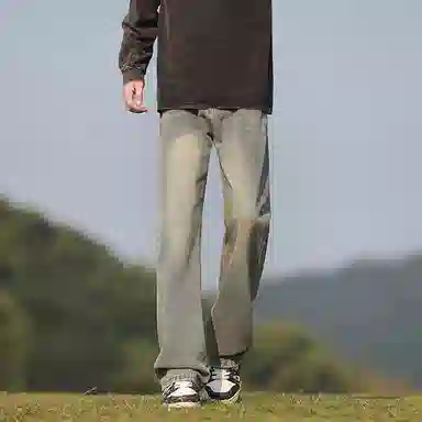 羽浅 港风运动宽松时尚简约直筒裤休闲长裤牛仔裤 男女同款