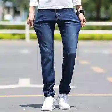 羽浅 夏季速干透气舒适个性百搭弹力修身直筒痞帅耐穿牛仔裤 男款