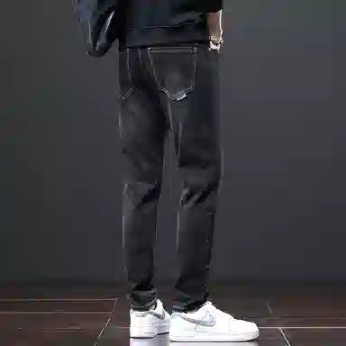 羽浅 时尚流行简约弹力直筒高端宽松牛仔裤 男款
