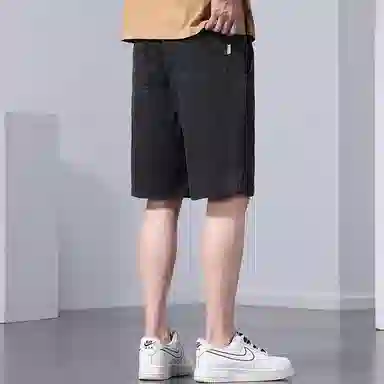 羽浅 薄款五分裤弹力运动中裤时尚贴标百搭休闲短裤 男款