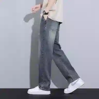 羽浅 宽松直筒裤百搭阔腿休闲长裤子牛仔裤 男女同款