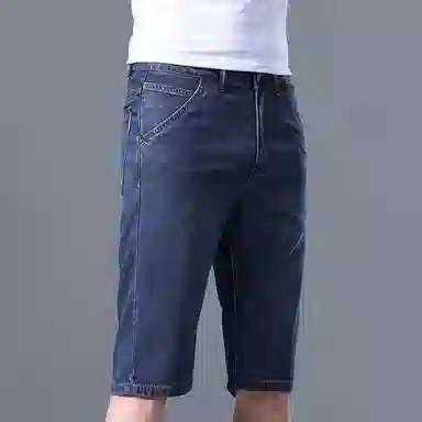 羽浅 夏季薄款莱赛尔天丝五分裤商务休闲直筒中裤时尚弹力修身舒适百搭牛仔短裤 男款