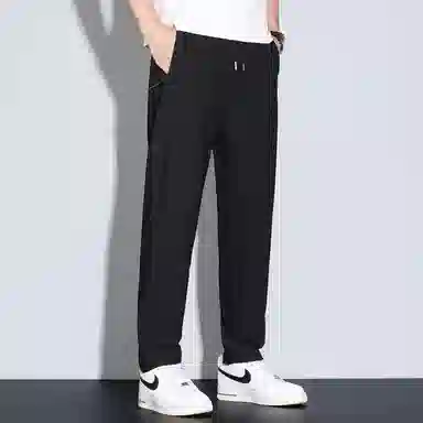 羽浅 夏季薄款冰丝束脚裤时尚拉链口袋运动速干长裤潮牌百搭大码休闲裤 男款