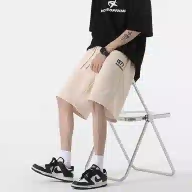 羽浅 夏季透气时尚印花五分裤篮球运动中裤潮流百搭宽松直筒休闲短裤 男款