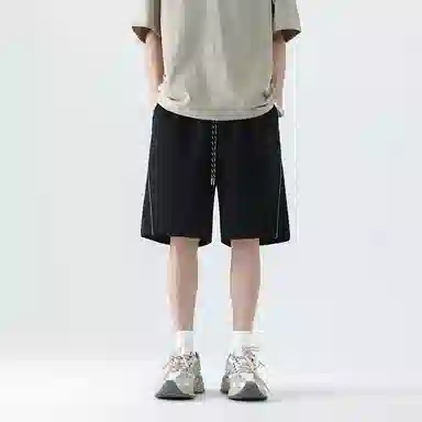 羽浅 宽松纯色美式五分裤休闲短裤 男女同款