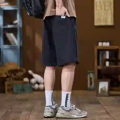 羽浅 薄款外穿半截针织运动中裤大裤头五分休闲短裤 男款