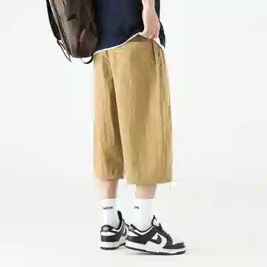 羽浅 潮牌个性拼接七分裤时尚工装休闲短裤 男款