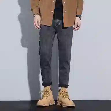 羽浅 秋冬季潮牌百搭弹力九分裤时尚后袋刺绣小标识耐磨休闲裤子潮流修身牛仔裤 男款
