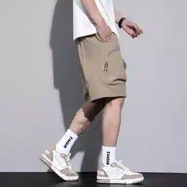 羽浅 薄款冰丝透气速干工装五分裤潮流外穿宽松直筒百搭舒适休闲短裤 男款