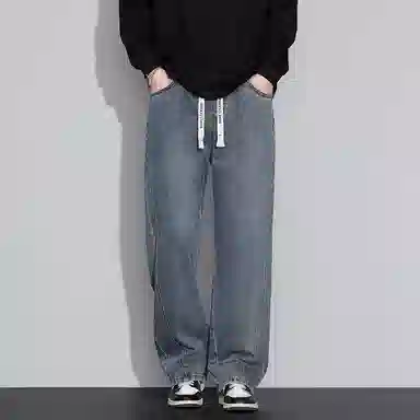 羽浅 潮牌复古百搭腿显瘦休闲长裤秋冬季时尚怀旧潮流耐磨宽松直筒牛仔裤 男款
