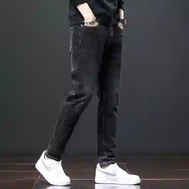 羽浅 时尚流行简约弹力直筒高端宽松牛仔裤 男款