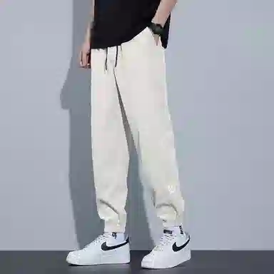 羽浅 字母印花薄款冰丝速干舒适耐穿透气简约运动束脚休闲裤 男款