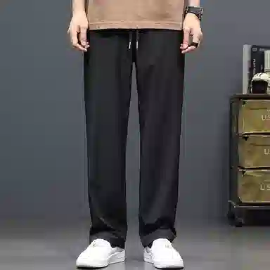 羽浅 垂感阔腿宽松直筒裤薄款纯色抽绳松紧腰百搭舒适休闲裤 男女同款