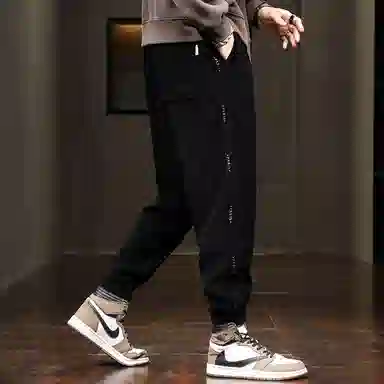 羽浅 潮牌宽松百搭运动束脚哈伦九分休闲裤 男款