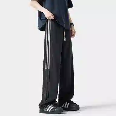 羽浅 美式三条杠运动裤夏季速干冰丝裤高街百搭阔腿潮牌休闲裤 男女同款