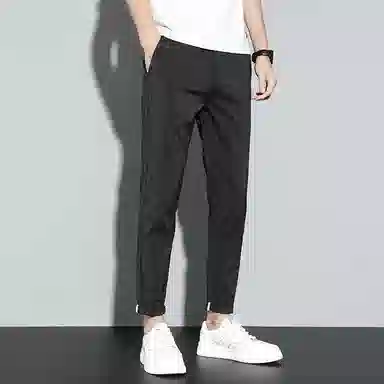 羽浅 夏季薄款冰丝弹力九分裤时尚潮流条纹百搭轻商务简约休闲裤 男款