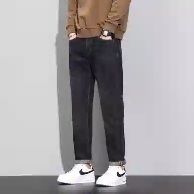 羽浅 潮牌美式青年宽松直筒百搭牛仔裤 男款