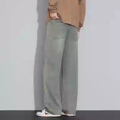 羽浅 潮牌复古百搭腿显瘦休闲长裤秋冬季时尚怀旧潮流耐磨宽松直筒牛仔裤 男款