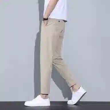 羽浅 薄款纯色日常通勤百搭舒适简约直筒垂感休闲裤 男款