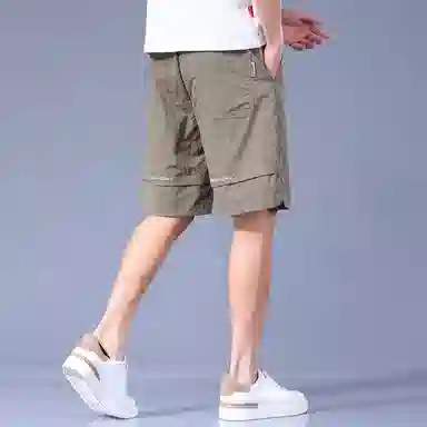 羽浅 薄款透气冰丝五分裤时尚运动中裤潮牌贴标宽松百搭休闲短裤 男款