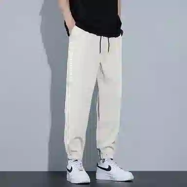 羽浅 字母印花薄款冰丝速干舒适耐穿透气简约运动束脚休闲裤 男款