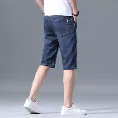 羽浅 夏季薄款莱赛尔天丝五分裤商务休闲直筒中裤时尚弹力修身舒适百搭牛仔短裤 男款