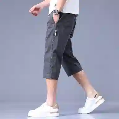 羽浅 夏季薄款凉感七分裤弹力运动中裤潮牌宽松百搭休闲短裤 男款