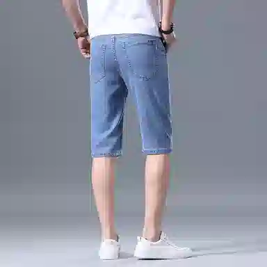 羽浅 夏季薄款莱赛尔天丝五分裤商务休闲直筒中裤时尚弹力修身舒适百搭牛仔短裤 男款