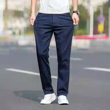 羽浅 夏季轻薄透气舒适长裤时尚商务大码裤子潮流宽松直筒百搭休闲裤 男款