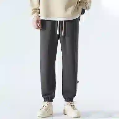 羽浅 潮流条纹拼接运动宽松舒适透气百搭垂坠感弹力束脚休闲裤 男款
