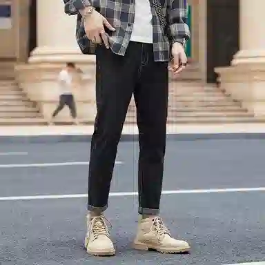 羽浅 修身小脚九分休闲裤百搭户外旅游逛街通勤锥形耐磨牛仔裤 男款