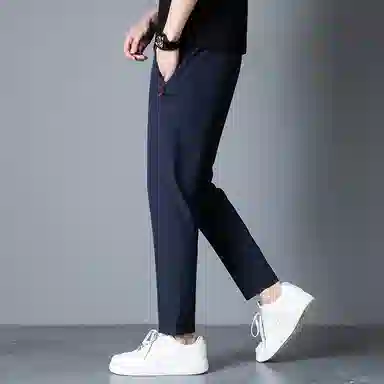 羽浅 夏季薄款凉感冰丝裤潮流拉链口袋运动长裤时尚简约百搭弹力休闲裤 男款