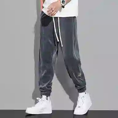 羽浅 宽松束脚简约百搭舒适弹力运动九分休闲裤 男款