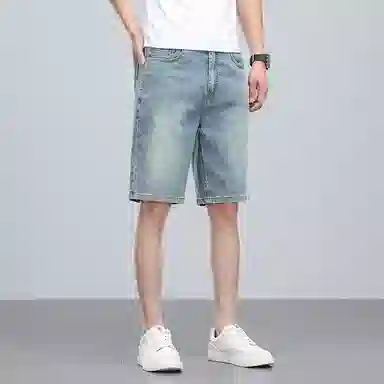 羽浅 夏季高档莱赛尔舒适五分裤休闲百搭中裤潮牌修身显瘦牛仔短裤 男款