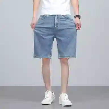 羽浅 夏季高档莱赛尔舒适五分裤休闲百搭中裤潮牌修身显瘦牛仔短裤 男款