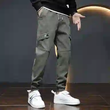 羽浅 哈伦春秋季潮流时尚百搭帅气弹力拼接工装束脚九分休闲裤 男款