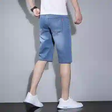 羽浅 男夏季薄款五分裤子男士休闲中裤直筒宽松弹力马裤牛仔短裤 男女同款