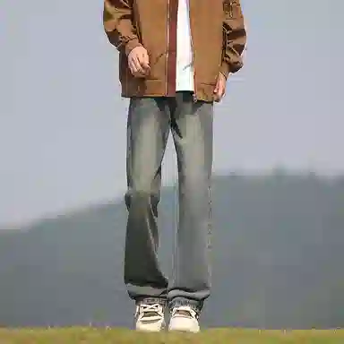 羽浅 港风运动宽松时尚简约直筒裤休闲长裤牛仔裤 男女同款