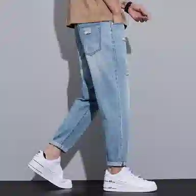 羽浅 薄款耐磨美式潮牌直筒牛仔裤 男款