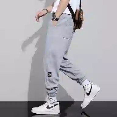 羽浅 宽松束脚简约百搭舒适弹力运动九分休闲裤 男款