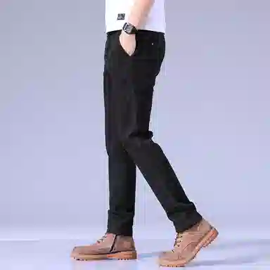 羽浅 夏季薄款松紧腰长裤潮流绣标时尚轻商务弹力修身百搭休闲裤 男款