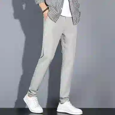 羽浅 夏季薄款直筒百搭舒适纯色弹力潮流时尚个性小脚休闲裤 男款