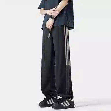 羽浅 美式三条杠运动裤夏季速干冰丝裤高街百搭阔腿潮牌休闲裤 男女同款