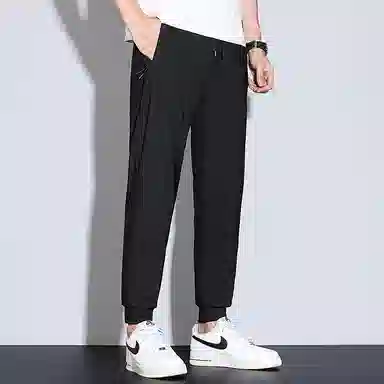 羽浅 夏季薄款冰丝束脚裤时尚拉链口袋运动速干长裤潮牌百搭大码休闲裤 男款